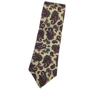 VINTAGE CHRISTIAN DIOR Cream Blue Red Paisley Silk Tie